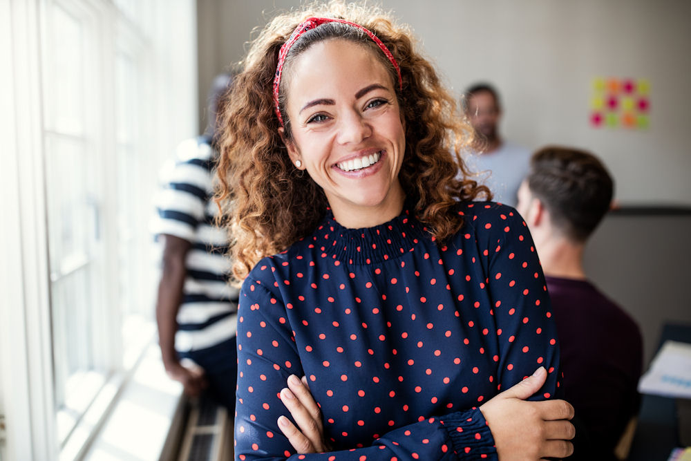 happy woman in addiction recovery program
