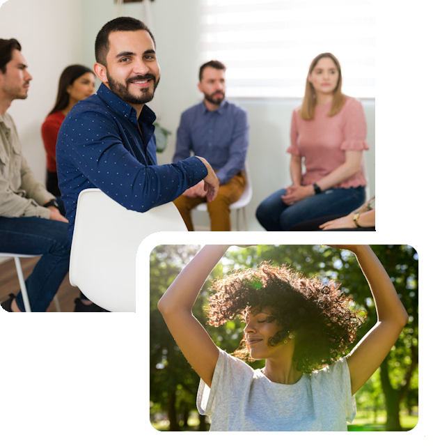 man in group therapy session