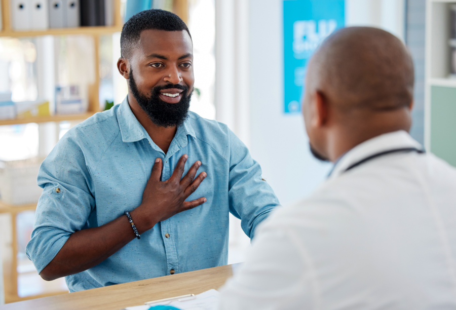 man speaking with health care provider