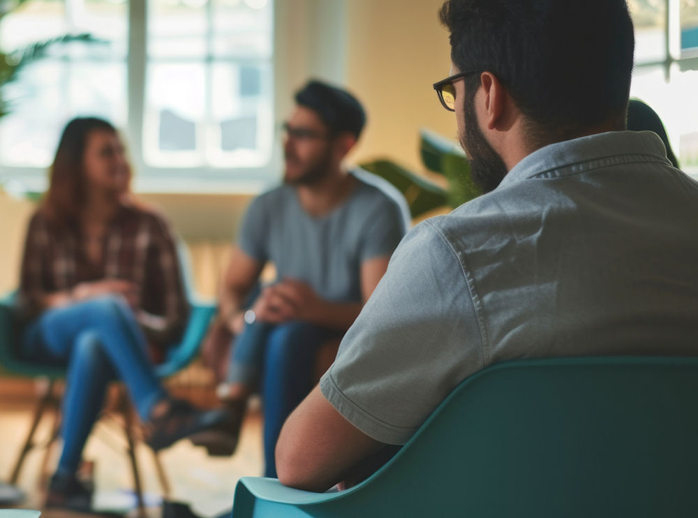 group therapy for addiction blurred image